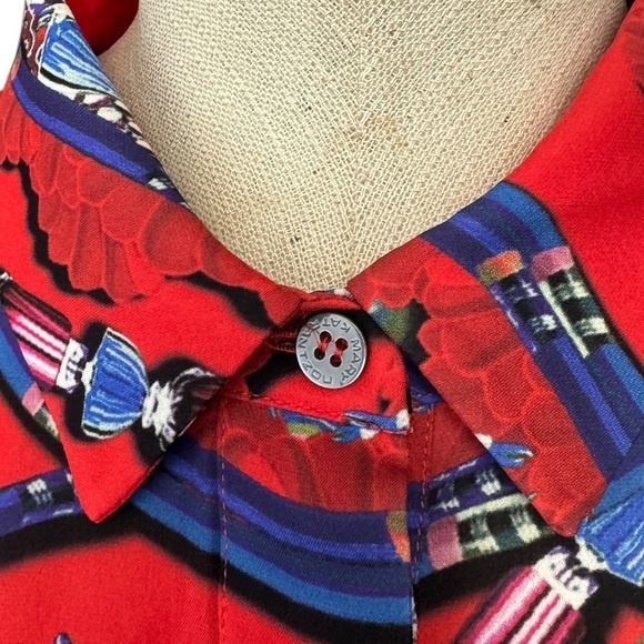 Mary Katrantzou Silk Red Shirt Mini Dress Jewels & Teapot Print Large - Picture 5 of 11